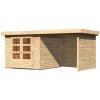 KARIBU ASKOLA 3,5 drevený domček + prístavok 240 cm vrátane zadnej a bočnej steny (77719) 462 x 246 cm, natur LG3246 KARIBU ASKOLA 3,5 drevený domček + prístavok 240 cm vrátane zadnej a bočnej steny (77719) 462 x 246 cm, natur LG3246