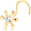 Šperky eshop - Piercing do nosa zo žltého 14K zlata - lesklý kvet so zirkónom, zahnutý S2GG141.07 Šperky eshop - Piercing do nosa zo žltého 14K zlata - lesklý kvet so zirkónom, zahnutý S2GG141.07