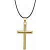 Majya Strieborný prívesok KRÍŽ pozlátený s koženou čiernou šnúrkou 11217