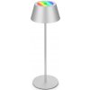 | Brilo - LED RGB dobíjateľná dotyková stolná lampa KIKI LED/2,6W/5V IP44 2600 mAh strieborná | 7466018 | Brilo - LED RGB dobíjateľná dotyková stolná lampa KIKI LED/2,6W/5V IP44 2600 mAh strieborná | 7466018