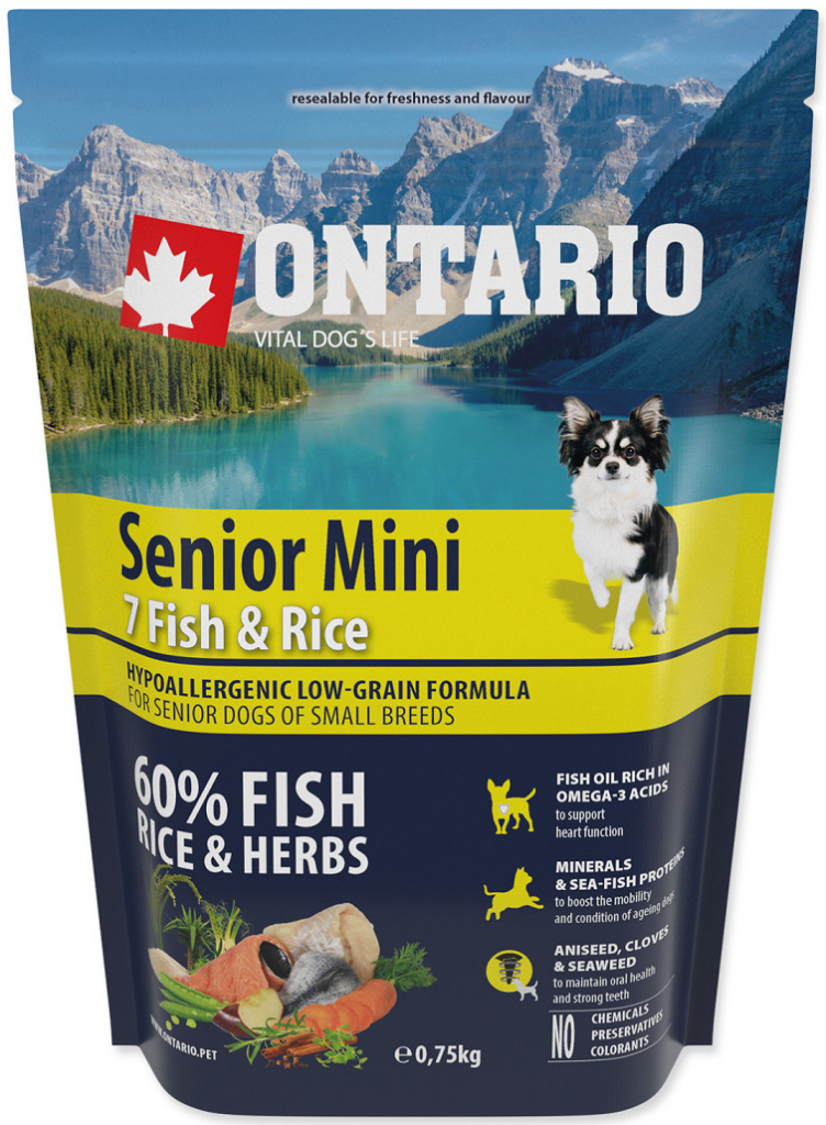 Ontario Senior Mini 7 Fish and Rice 0,75 kg