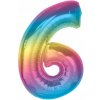 Balón Smart, číslica 6, dúhový, 92 cm AA Balón Smart, číslica 6, dúhový, 92 cm AA