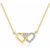 Sofia Diamonds Zlatý náhrdelník spojené srdcia s diamantom GEMCS30038-18