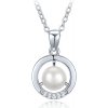 MINET Elegantný strieborný náhrdelník krúžok s perlou a zirkónom MINET Elegantný strieborný náhrdelník krúžok s perlou a zirkónom