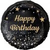 Godan Fóliový balón čierno zlatý Happy birthday