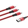 SES Multifunkční kabel 3v1 s konektory Micro USB, USB-C a Lightning - červený 11061 SES Multifunkční kabel 3v1 s konektory Micro USB, USB-C a Lightning - červený 11061
