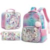 Jasmine Dievčenský školský batoh set 3v1 Jednorožec s hviezdy 25L Jasmine Dievčenský školský batoh set 3v1 Jednorožec s hviezdy 25L