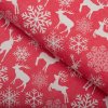 Vianočný PVC obrus Soby medzi vločkami na červenom PV-189 - metráž š. 140 cm Vianočný PVC obrus Soby medzi vločkami na červenom PV-189 - metráž š. 140 cm