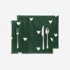 Goldea vianočné prestieranie 100% bavlna plátno srdiečka na tmavo zelenom 2ks 30 x 40 cm