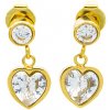 BRUNO Visiace náušnice srdiečko s kamienkami GOLD S4433 BRUNO Visiace náušnice srdiečko s kamienkami GOLD S4433