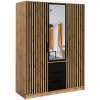 Bývaj s nami SK, INDI LUX 3D šatníková skriňa so zrkadlom, dub wotan/ čierna LTD,sklo Bývaj s nami SK, INDI LUX 3D šatníková skriňa so zrkadlom, dub wotan/ čierna LTD,sklo