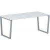 Kancelársky stôl PRIMO IMPRESS, 180x90 cm, sivostrieborná podnož, biela Kancelársky stôl PRIMO IMPRESS, 180x90 cm, sivostrieborná podnož, biela