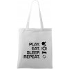 Stolný tenis - eat sleep - Taška bavlnená - 42 x 38 cm ( Biela ) Stolný tenis - eat sleep - Taška bavlnená - 42 x 38 cm ( Biela )