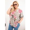 Fashionweek dámska bavlnená blúzka Plus Size s kvetinovým vzorom K1088-1 latte