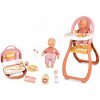 Set bábika v dupačkách v jedálni Doll Baby Nurse Smoby s jedálenskou stoličkou s fľaškou a prebaľovací kufrík Set bábika v dupačkách v jedálni Doll Baby Nurse Smoby s jedálenskou stoličkou s fľaškou a prebaľovací kufrík