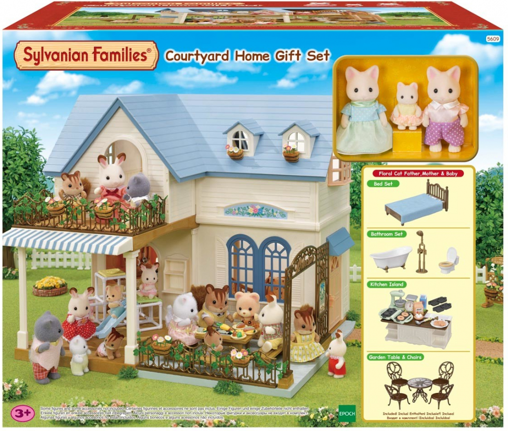 Sylvanian families Darčekový set Dom s modrou strechou terasou a príslušenstvom