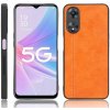 Kožený kryt Sewing na Oppo A58 5G - Oranžová Kožený kryt Sewing na Oppo A58 5G - Oranžová