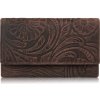 Paolo Peruzzi Dámska kožená peňaženka Vintage, kvetinová T-108-HBR | hnedá T-108-HBR Paolo Peruzzi Dámska kožená peňaženka Vintage, kvetinová T-108-HBR | hnedá T-108-HBR
