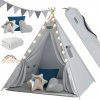 Spielwerk Detský stan teepee JULIUS, 120x120x160cm, šedá/modrá Spielwerk Detský stan teepee JULIUS, 120x120x160cm, šedá/modrá