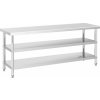 Royal Catering Pracovný stôl z nehrdzavejúcej ocele - 200 x 60 x 5 cm - 500 kg - 2 police RCAT-200/60-PS3SH Royal Catering Pracovný stôl z nehrdzavejúcej ocele - 200 x 60 x 5 cm - 500 kg - 2 police RCAT-200/60-PS3SH