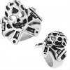 Šperky eshop - Oceľový prsteň striebornej farby, vypuklá patinovaná lebka, francúzsky kľúč Z39.12 - Veľkosť: 65 mm Šperky eshop - Oceľový prsteň striebornej farby, vypuklá patinovaná lebka, francúzsky kľúč Z39.12 - Veľkosť: 65 mm