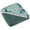 PETITE&MARS Osuška bambusová s kapucňou Loulou Whale Song 100 x 100 cm PETITE&MARS Osuška bambusová s kapucňou Loulou Whale Song 100 x 100 cm