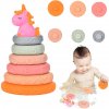 LEAN TOYS Pyramídová veža pre batoľatá Gumové mäkké kocky Jednorožec LEAN TOYS Pyramídová veža pre batoľatá Gumové mäkké kocky Jednorožec