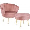 JAKS Kreslo s podnožkou ružové velúr Grand JAKS Kreslo s podnožkou ružové velúr Grand