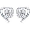 Strieborné náušnice 925 Paw Love – srdce a labka so zirkónmi Strieborné náušnice 925 Paw Love – srdce a labka so zirkónmi