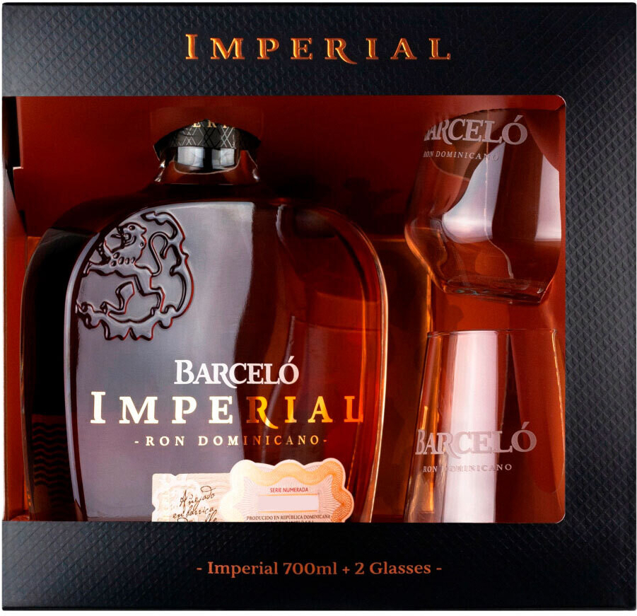 Ron Barcelo Imperial Rum 38% 0,7 l (dárčekové balenie 2 poháre)