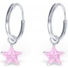 Detské strieborné náušnice Krúžky - Hviezdičky ružové Detské strieborné náušnice Krúžky - Hviezdičky ružové