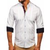 Biela pánska elegantná košeľa s dlhými rukávmi BOLF 4707 Biela pánska elegantná košeľa s dlhými rukávmi BOLF 4707