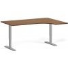 Rohový výškovo nastaviteľný stôl, 160x120 cm, 1 motor, L/P, sivá podnož, orech Rohový výškovo nastaviteľný stôl, 160x120 cm, 1 motor, L/P, sivá podnož, orech