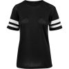 Build Your Brand Dámske športové sieťované tričko s pásikavými rukávmi - Čierna / biela | L
