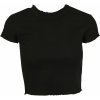Urban Classics Dámske crop tričko Ladies Cropped Button Up Rib Tee Black