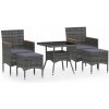 VidaXL 5-dielna záhradná súprava, polyratan a tvrdené sklo, sivá VidaXL 5-dielna záhradná súprava, polyratan a tvrdené sklo, sivá