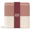MonBento Desiatový bento box Square pink Moka krémovo hnedý
