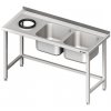 Stůl s dvoukomorovým dřezem na pravé straně a otvorem na odpadky na levé straně 1500x700x850 mm | STALGAST, 981017150 inox Stůl s dvoukomorovým dřezem na pravé straně a otvorem na odpadky na levé straně 1500x700x850 mm | STALGAST, 981017150 inox