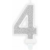 PartyDeco SVIEČKA č.4 strieborná PartyDeco SVIEČKA č.4 strieborná