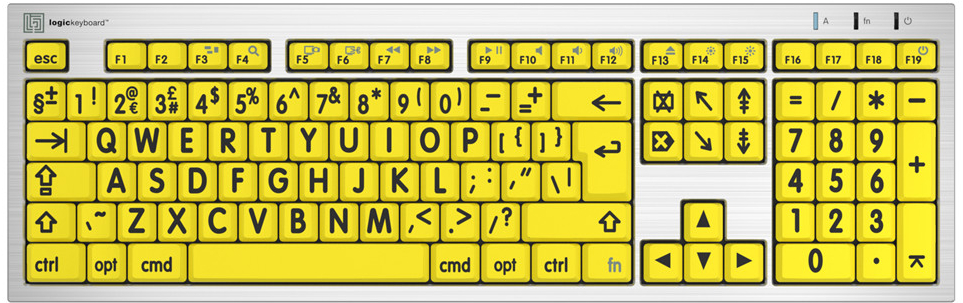 Logic Keyboard XLPrint ALBA Black on Yellow UK