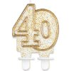 Sviečka na tortu zlatá s trblietkami - 40. narodeniny Sviečka na tortu zlatá s trblietkami - 40. narodeniny