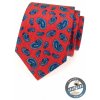 Červená pánska viazanka s modrými paisley motívmi Červená pánska viazanka s modrými paisley motívmi
