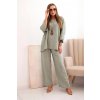 Fashionweek dámska súprava blúzka s náhrdelníkom a nohavice K25121 khaki