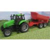 Traktor s vlečkou na zotrvačník so zvukom a svetlom, kov ČERVENÁ VLEČKA Traktor s vlečkou na zotrvačník so zvukom a svetlom, kov ČERVENÁ VLEČKA