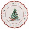 Bloomingville Červeno-krémový servírovací keramický tanier s vianočným motívom 17 cm Naive
