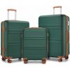 KONO Set 3 cestovných kufrov s horizontálnym designom - ABS - zeleno-hnedý - 44L/66L/96L KONO Set 3 cestovných kufrov s horizontálnym designom - ABS - zeleno-hnedý - 44L/66L/96L