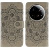 Peňaženkové kožené puzdro Mandala Embossing na Xiaomi 15 Ultra - Šedá Peňaženkové kožené puzdro Mandala Embossing na Xiaomi 15 Ultra - Šedá
