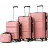 KONO Set 4 cestovných kufrov s horizontálnym dizajnom - ABS - nude - 10L/44L/66L/96L KONO Set 4 cestovných kufrov s horizontálnym dizajnom - ABS - nude - 10L/44L/66L/96L