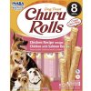 Maškrta pre psy Inaba Churu Rolls dog Kura s lososom 8ks 96g Maškrta pre psy Inaba Churu Rolls dog Kura s lososom 8ks 96g