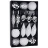 MagicHome Gule set, 16 ks, bielo - strieborné, na vianočný stromček, 8-15 cm